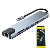 USB-C Hub 8 в 1 MultiConnect Pro  потужний адаптер з 4K HDMI, LAN та зарядкою PD 87 Вт для MacBook, iPad Pro і мобільних пристроїв